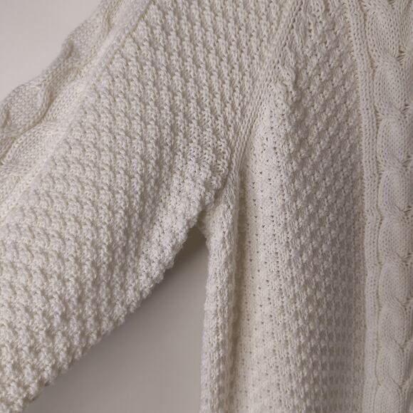 Michael Kors Heavy Cowl Neck Sweater‎ Womens Medium Cream Cable / Waffle Knit - Picture 4 of 15